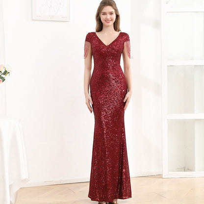 Sequined Slim Fit Slimming Long Dress Women