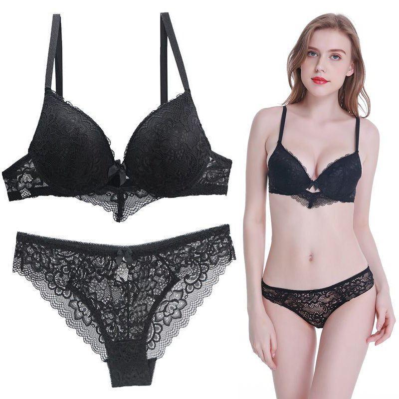 Women’s Bra Set – Embroidered Lace 3/4 Cup with Underwire Support