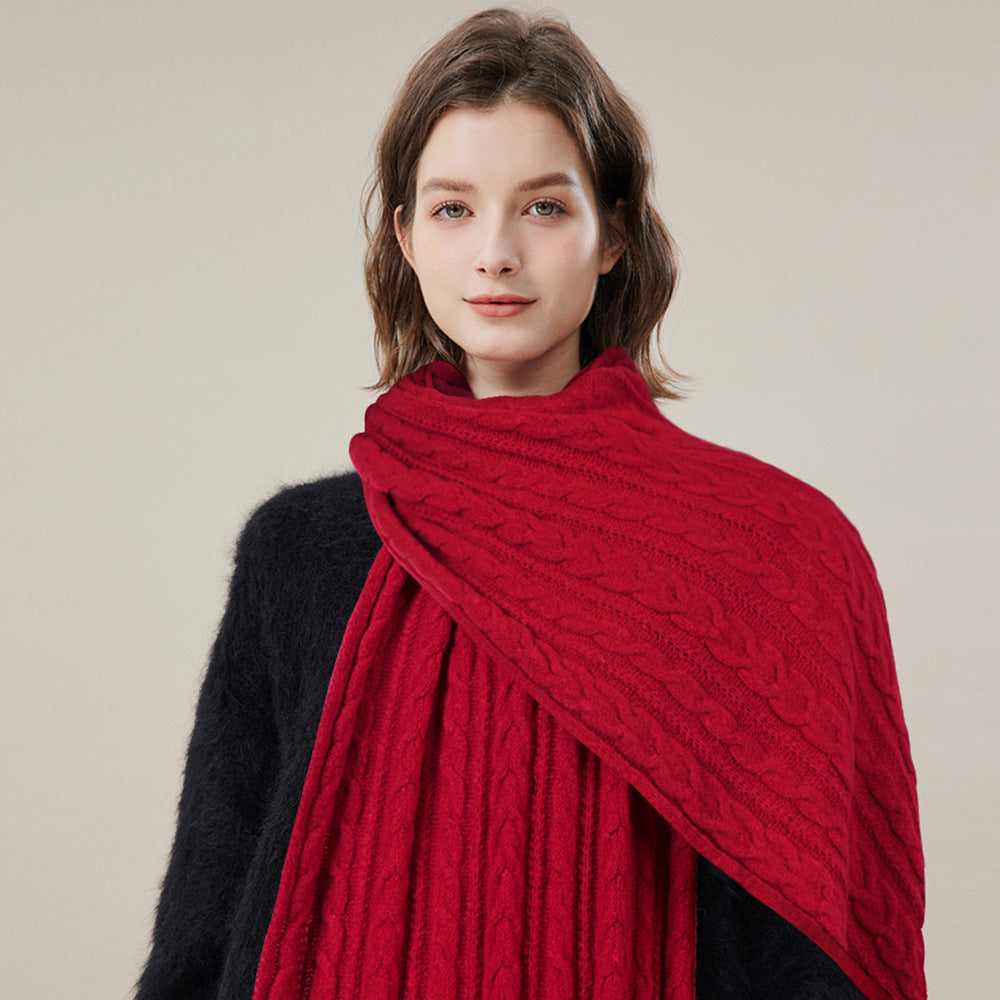 Winter Warmth: Versatile Solid Color Knitted Woolen Long Scarf for Women – Korean Style Shawl with a Sweet Fashion Touch - myETYN