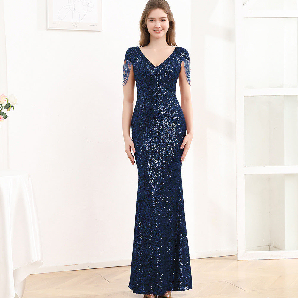 Sequined Slim Fit Slimming Long Dress Women