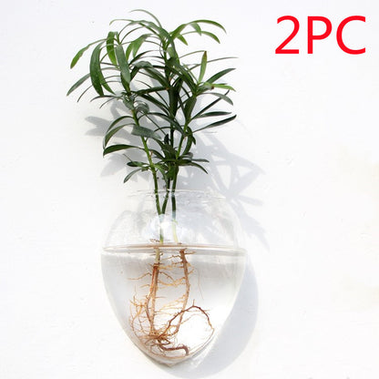 Fashion Wall Hanging Glass Flower Vase Terrarium Wall Fish Tank Aquarium Container Flower Planter Pots Home Garden Decoration