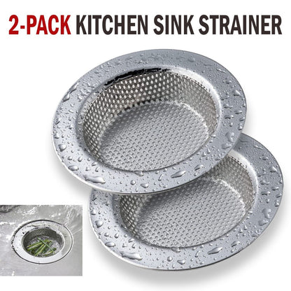 2pcs 4.5 Kitchen Sink Strainer Stopper Stainless Steel Drain Basket Waste Plug - myetyn