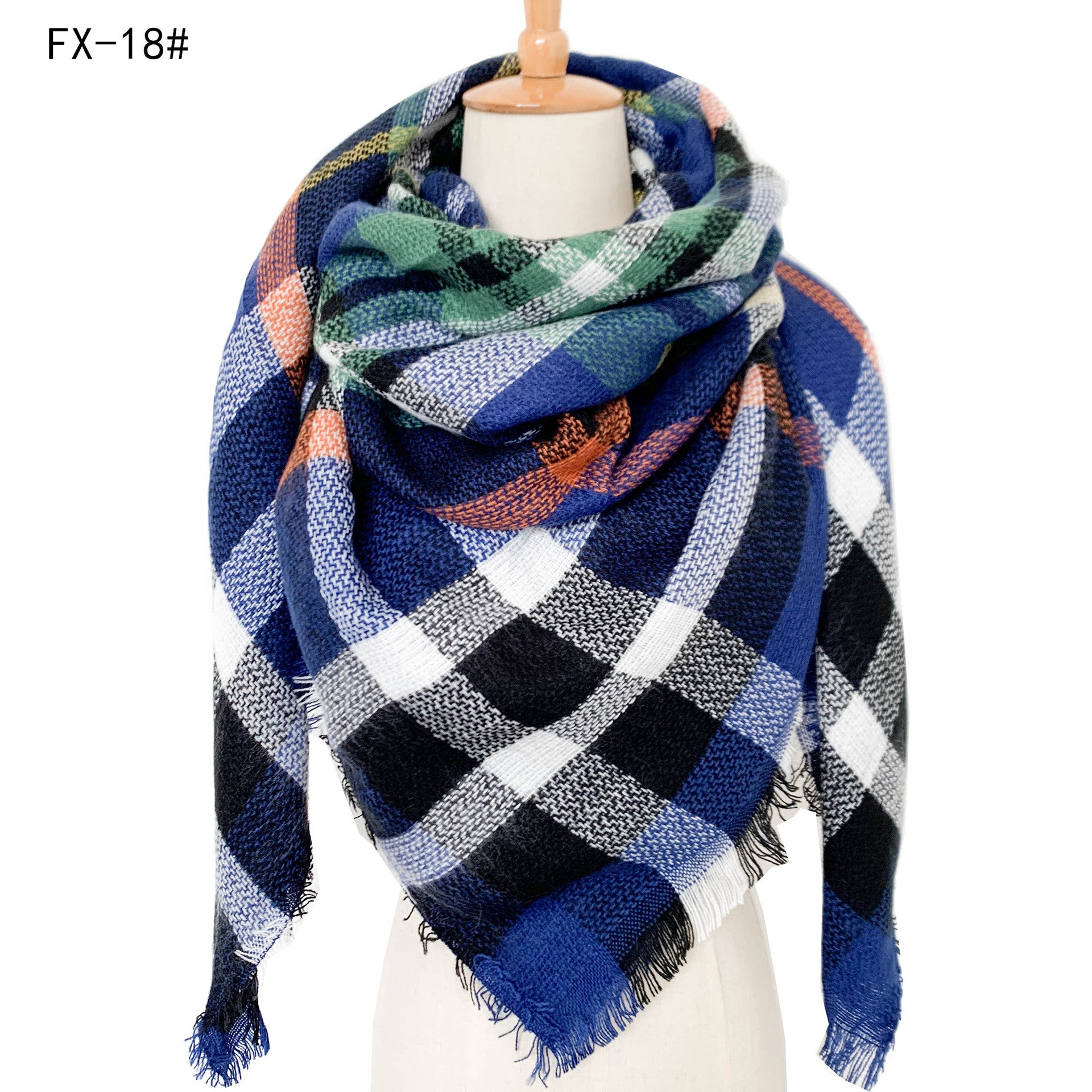 Double-Sided Colorful Plaid Scarf with Cashmere-like Feel - myETYN