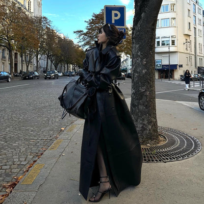 Autumn And Winter New Loose Cool Long Trench Coat