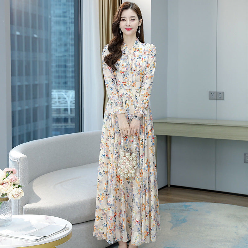 Elegant Slim Fit Below The Knee Bow V-neck Jacquard Maxi Dress