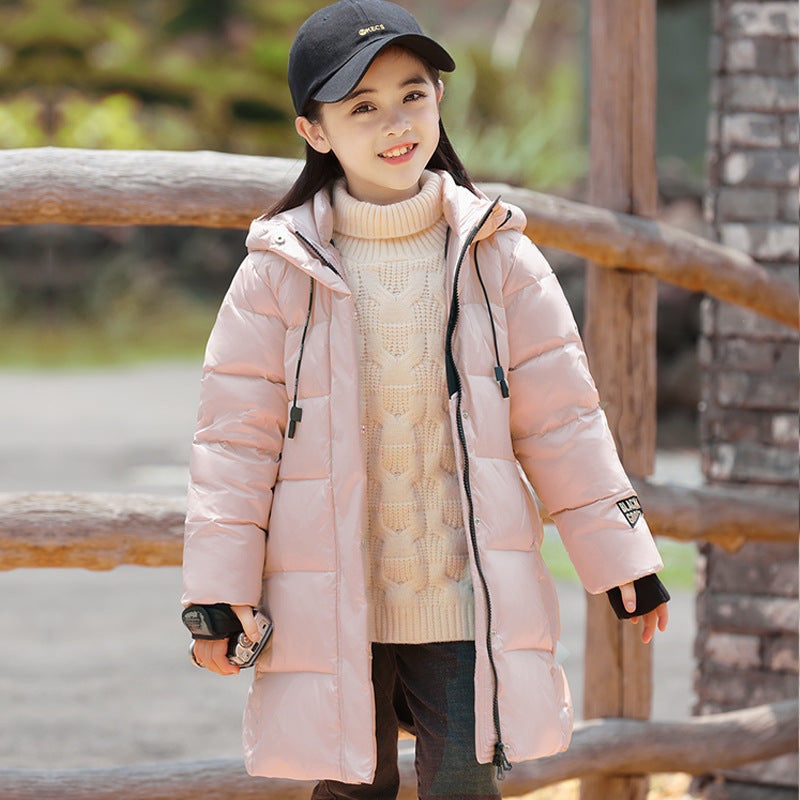 Fashion Girls Down Jacket Mid-length Thickened