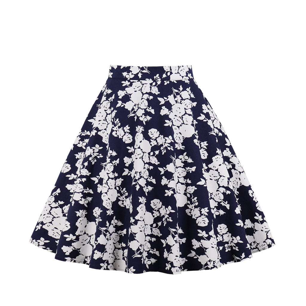 A-line skirt with rose flower animal print myETYN