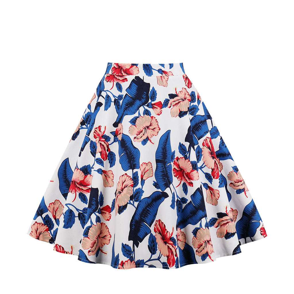 A-line skirt with rose flower animal print myETYN