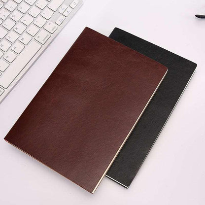 A5 Soft Leather Notebook Simple Thick B5 Large Office Meeting Notepad Creative Custom Pure Color Soft Copy myETYN