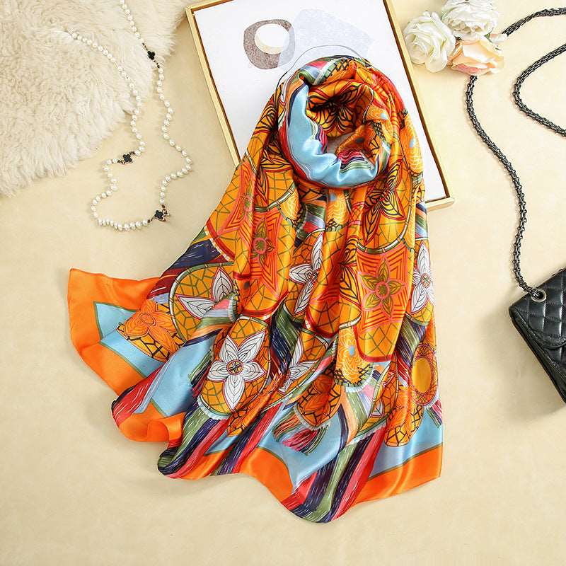 All-in-one Sunscreen Shawl Travel Silk Scarf Women's Beach Towel myETYN