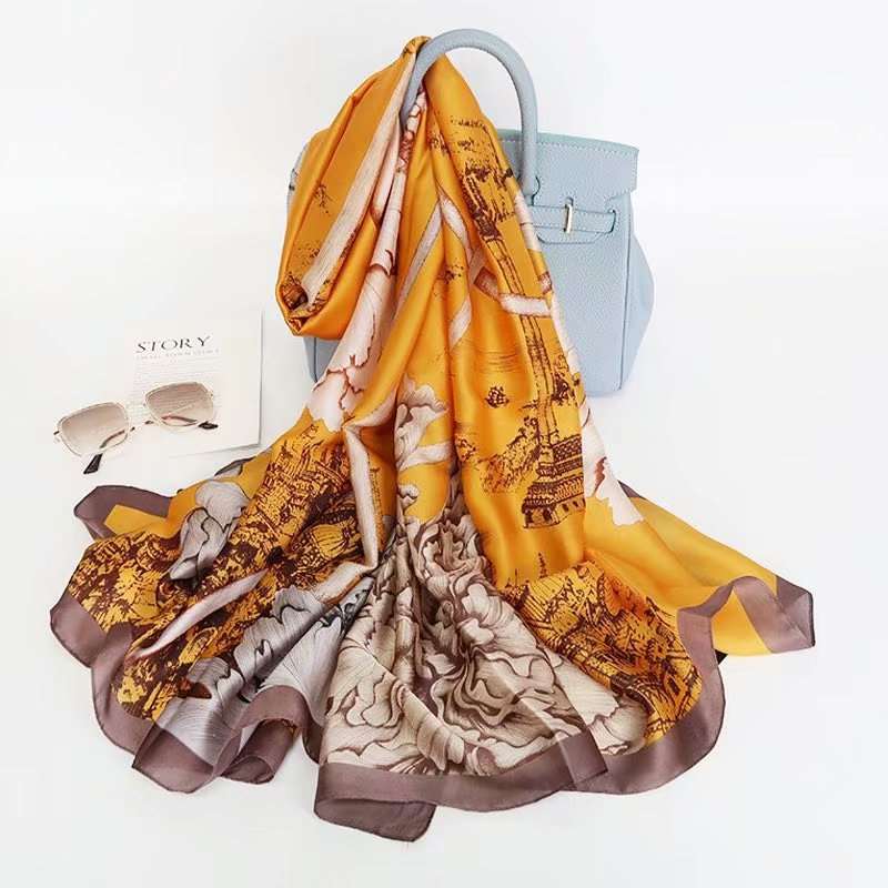 All-in-one Sunscreen Shawl Travel Silk Scarf Women's Beach Towel myETYN