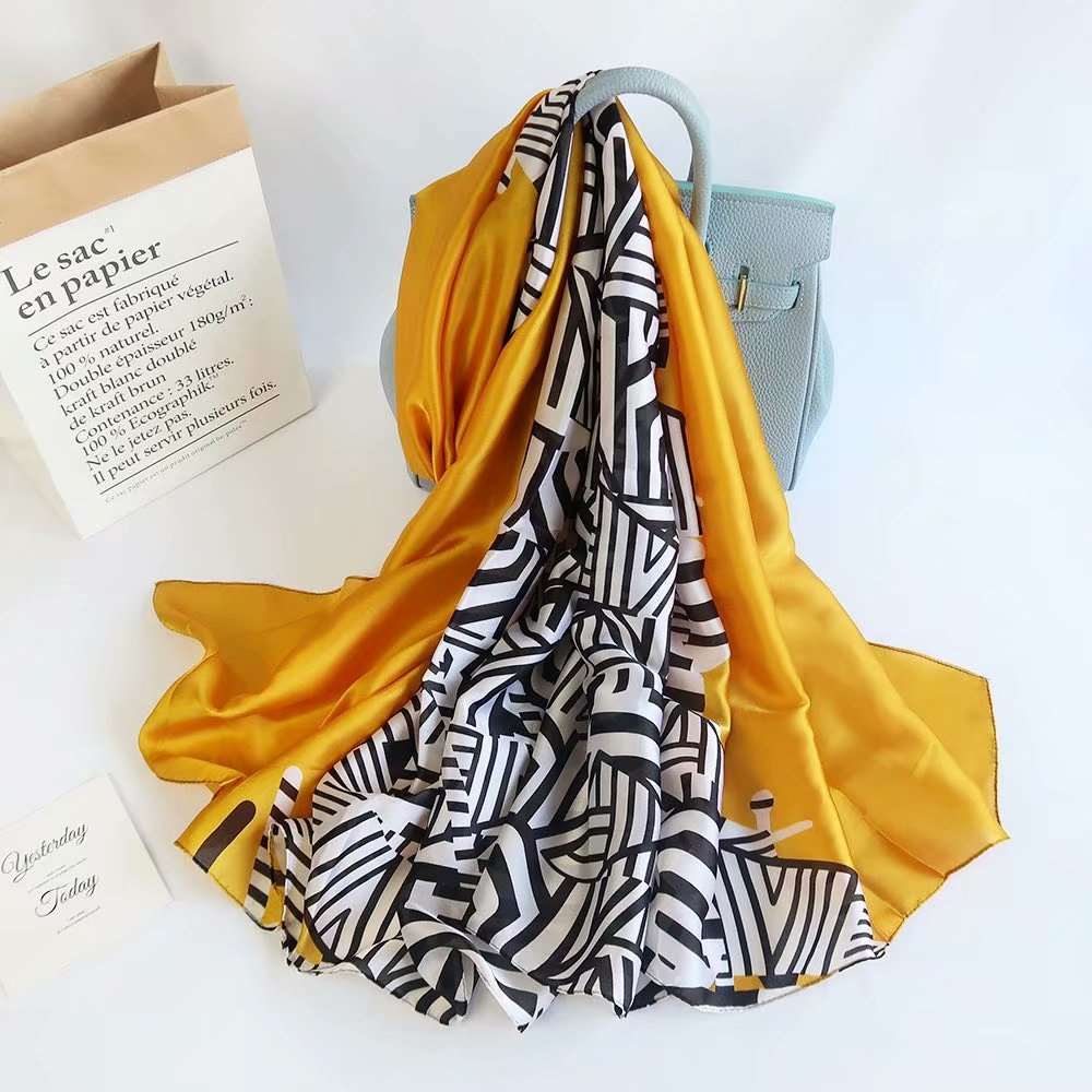 All-in-one Sunscreen Shawl Travel Silk Scarf Women's Beach Towel myETYN