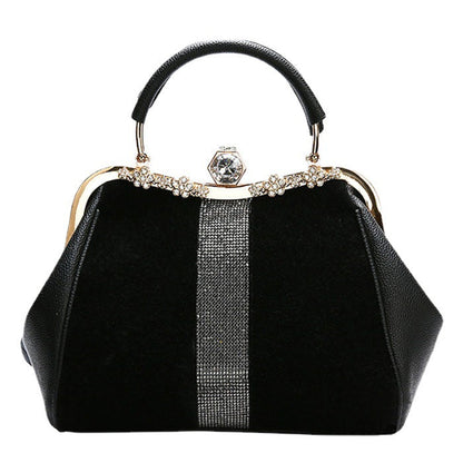 Autumn And Winter Diamond-embedded All-match Horse Hair-like Handbag myETYN