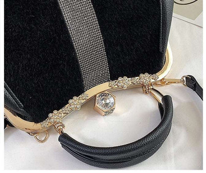 Autumn And Winter Diamond-embedded All-match Horse Hair-like Handbag myETYN