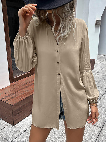 Autumn And Winter New European And American Leisure Loose Single-breasted Shirt Dress myETYN