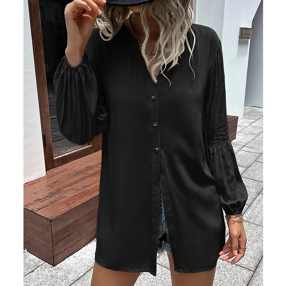 Autumn And Winter New European And American Leisure Loose Single-breasted Shirt Dress myETYN