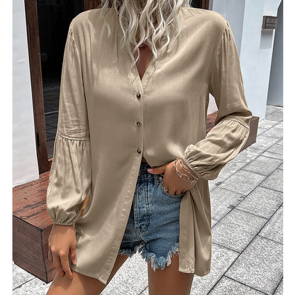 Autumn And Winter New European And American Leisure Loose Single-breasted Shirt Dress myETYN