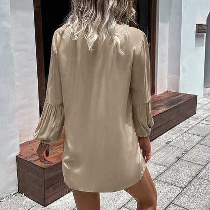 Autumn And Winter New European And American Leisure Loose Single-breasted Shirt Dress myETYN