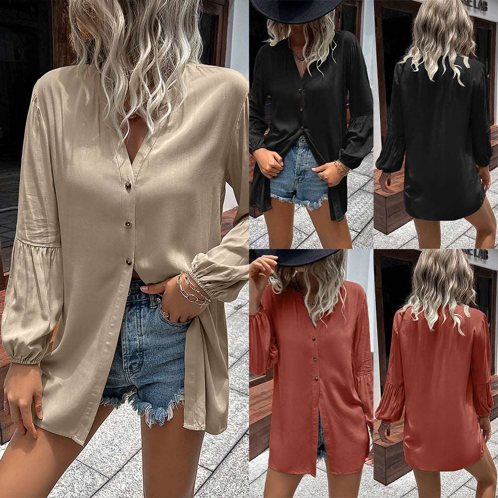 Autumn And Winter New European And American Leisure Loose Single-breasted Shirt Dress myETYN