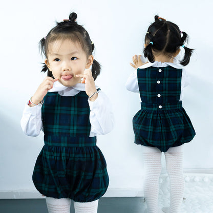 Baby Plaid Long Sleeve Climbing Suit Set myETYN