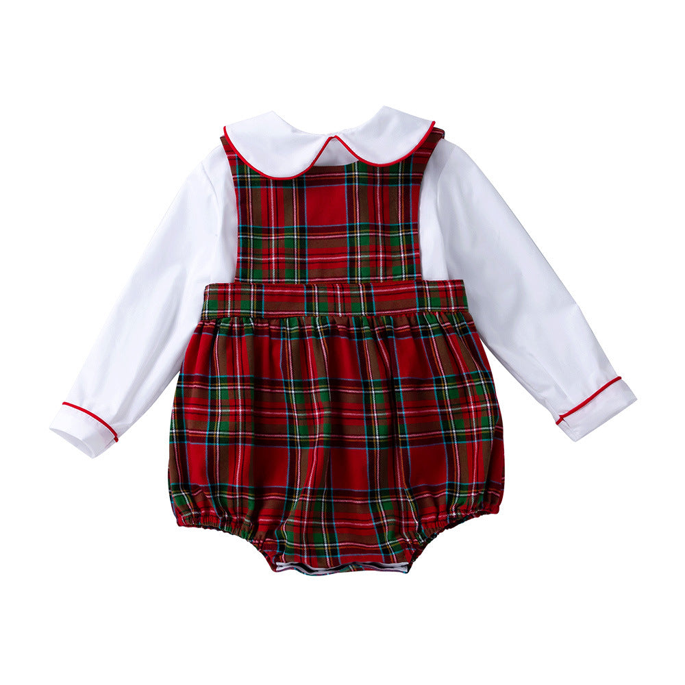 Baby Plaid Long Sleeve Climbing Suit Set myETYN