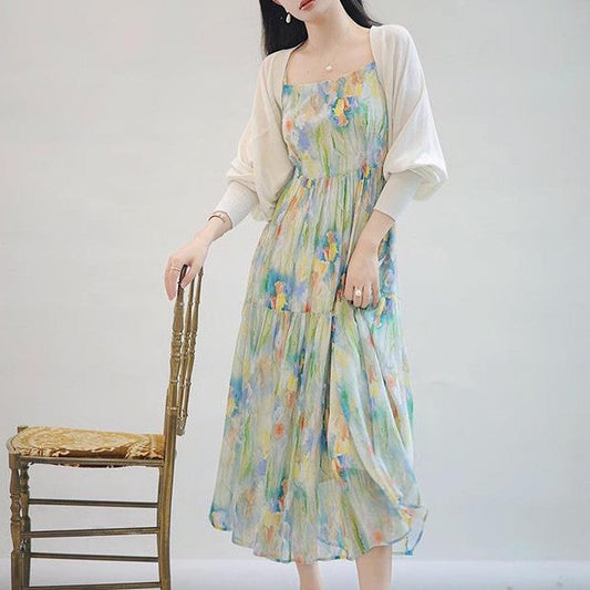 Beautiful Hepburn Style Green Shivering Strap Dress For Women myETYN