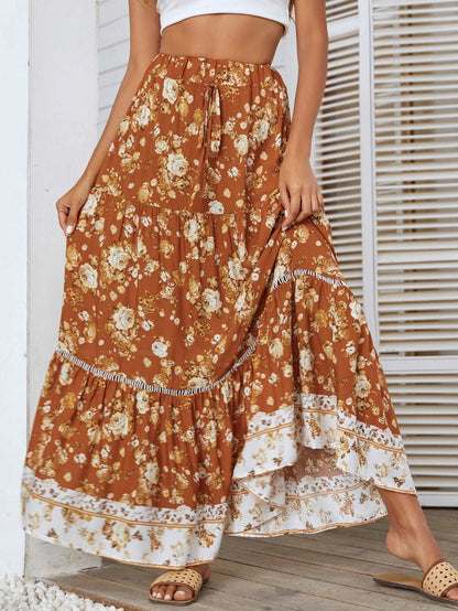 Bohemian Vacation Skirt Ruffled Big Hem Skirt myETYN