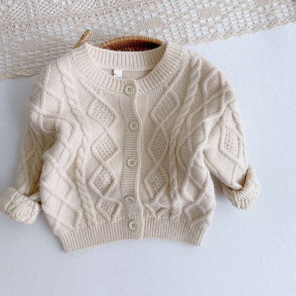 Boy Korean Style Handsome Solid Color Diamond Cardigan Sweater myETYN