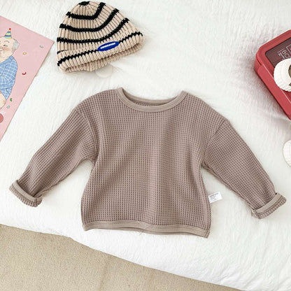 Boys And Girls Rough Waffle Long Sleeve Top myETYN