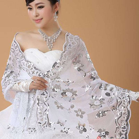 Bridal Wedding Shawl Sequin Lace myETYN