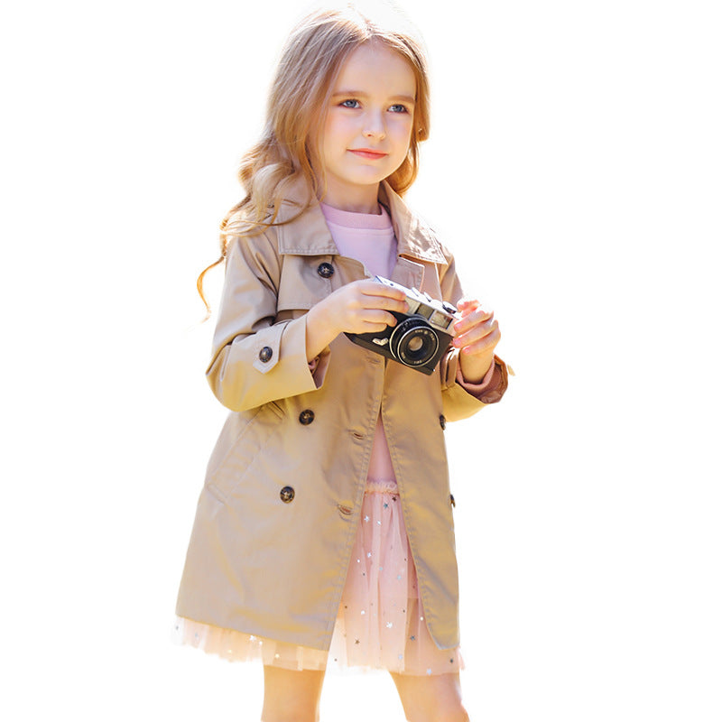 British mid-length girls' trench coat myETYN