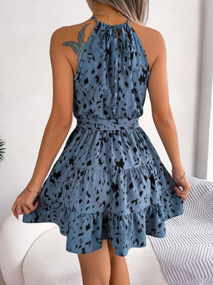 Casual Leopard Print Ruffled Swing Dress Summer Fashion Beach Dresses Women myETYN