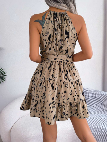 Casual Leopard Print Ruffled Swing Dress Summer Fashion Beach Dresses Women myETYN