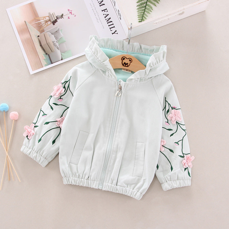 Casual Loose Version Solid Color Hooded Flower Trench Coat myETYN