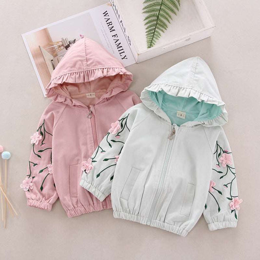 Casual Loose Version Solid Color Hooded Flower Trench Coat myETYN