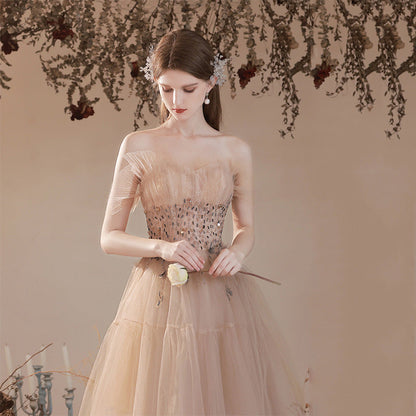 Champagne-colored Host Starry Sky Toasting Dress With Strapless myETYN