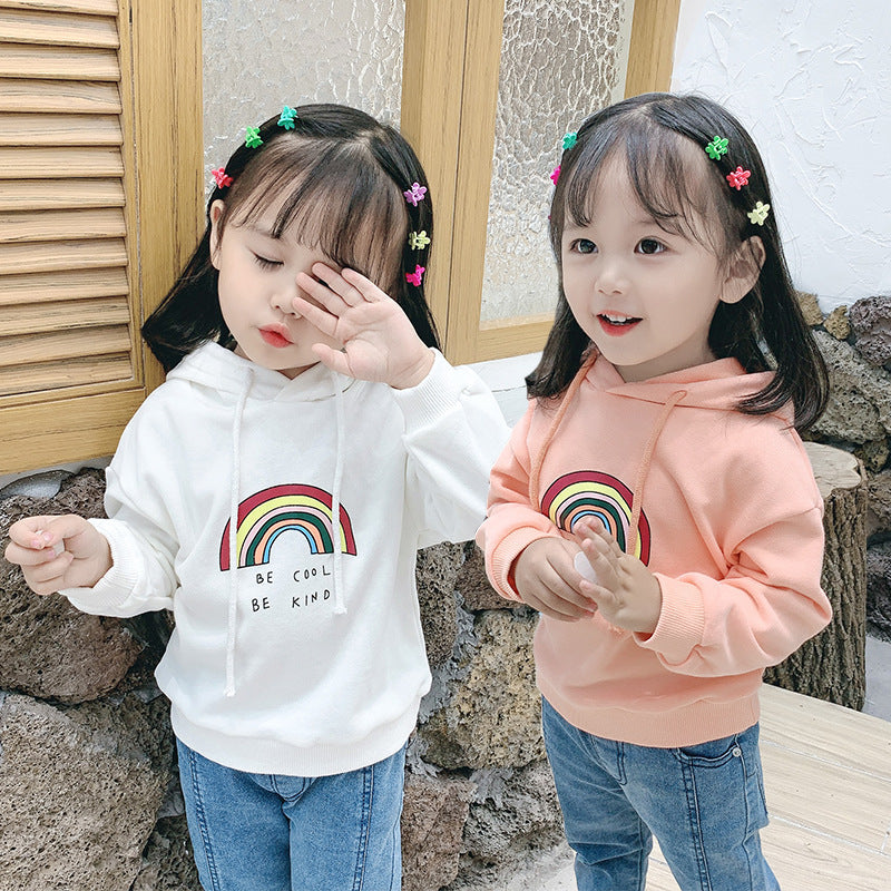 Children's Rainbow Hooded Sweater Bottoming Shirt Hoodie myETYN