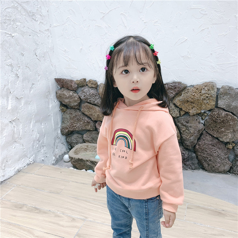 Children's Rainbow Hooded Sweater Bottoming Shirt Hoodie myETYN