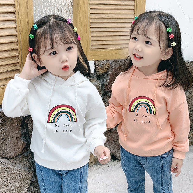 Children's Rainbow Hooded Sweater Bottoming Shirt Hoodie myETYN