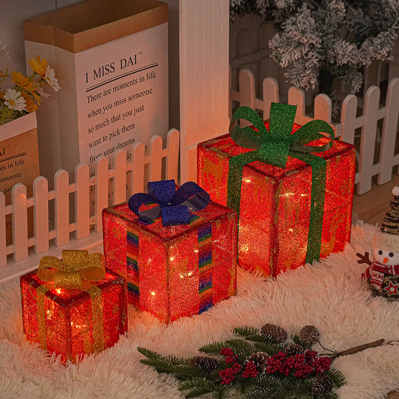 Christmas Lights Gift Box Three-piece Party Decoration Ornaments myETYN