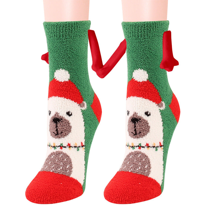 Christmas Supplies Coral Fleece Tube Socks Warm Slipper Bed Socks Winter Soft Warm Slipper myETYN