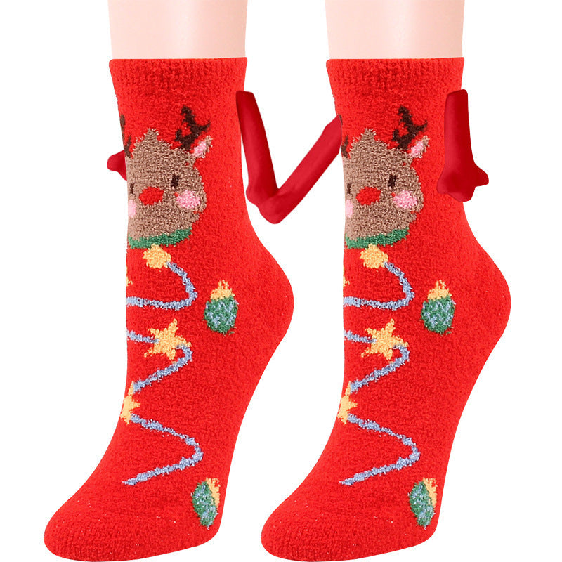 Christmas Supplies Coral Fleece Tube Socks Warm Slipper Bed Socks Winter Soft Warm Slipper myETYN