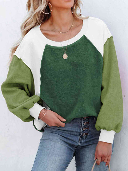 Color Block Exposed Seam Sweatshirt myETYN