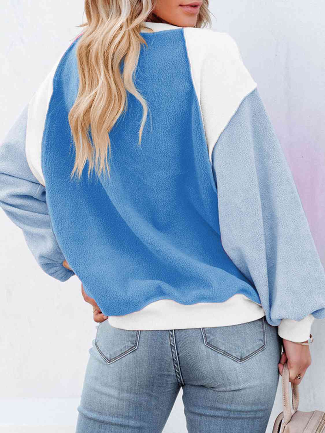 Color Block Exposed Seam Sweatshirt myETYN