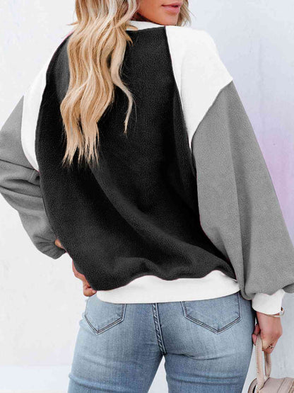 Color Block Exposed Seam Sweatshirt myETYN