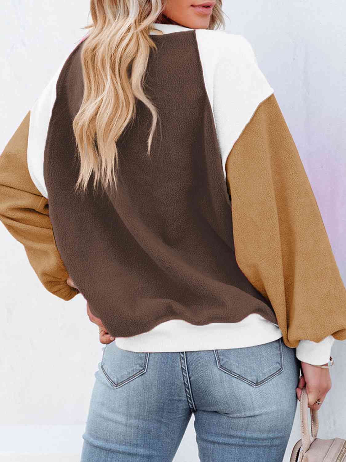 Color Block Exposed Seam Sweatshirt myETYN