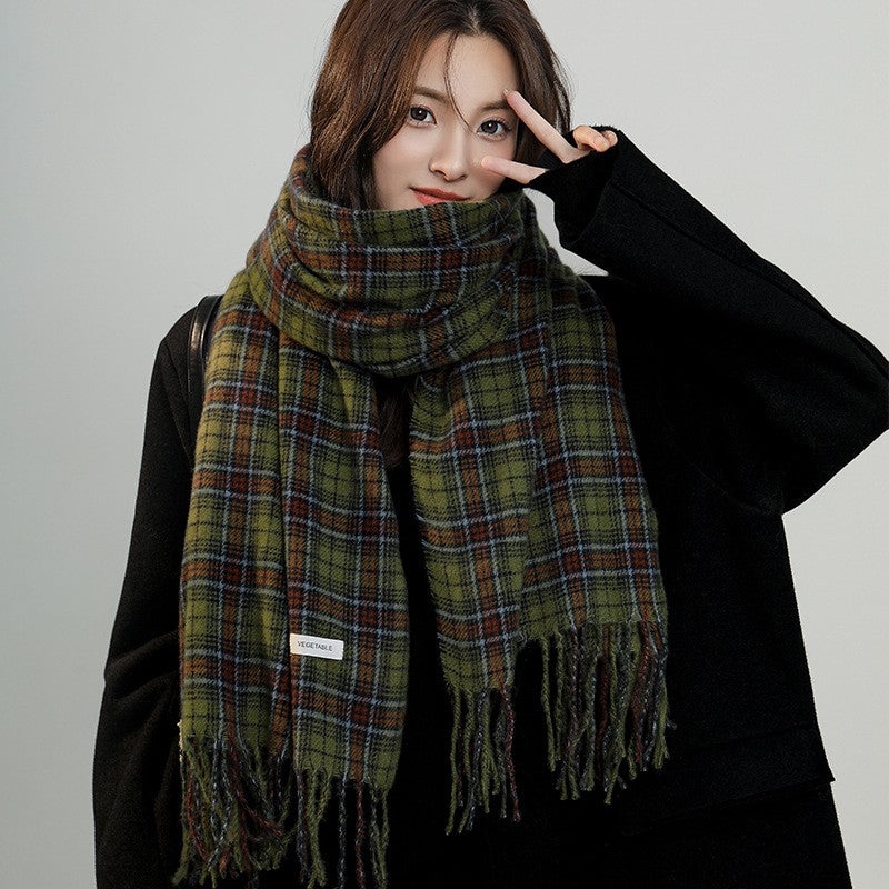 Comfortable Warm White Check Scarf myETYN