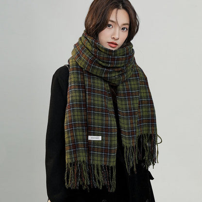 Comfortable Warm White Check Scarf myETYN