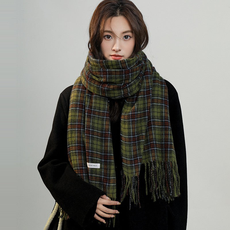 Comfortable Warm White Check Scarf myETYN