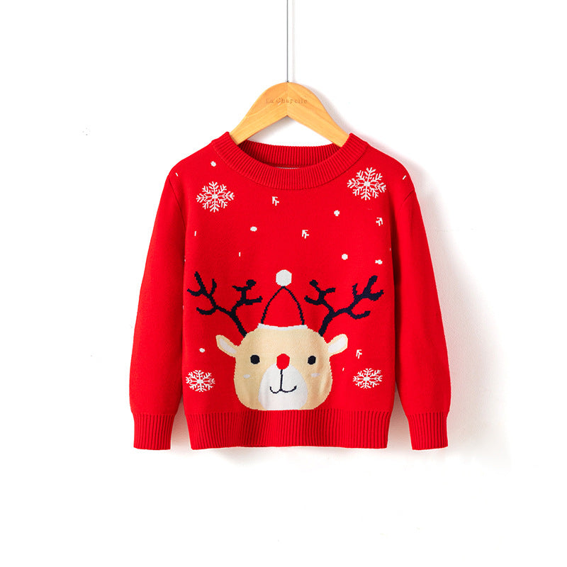 Cotton Double Layer Autumn Winter Christmas Long Sleeved Children's Sweater myETYN